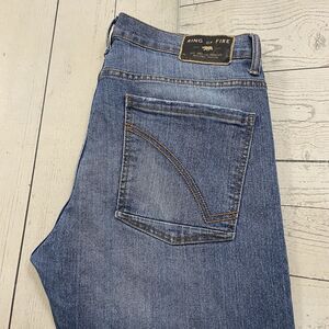 Ring of Fire Men's W33 x L32 Blue Slim Straight Distressed Stretch Denim Jeans